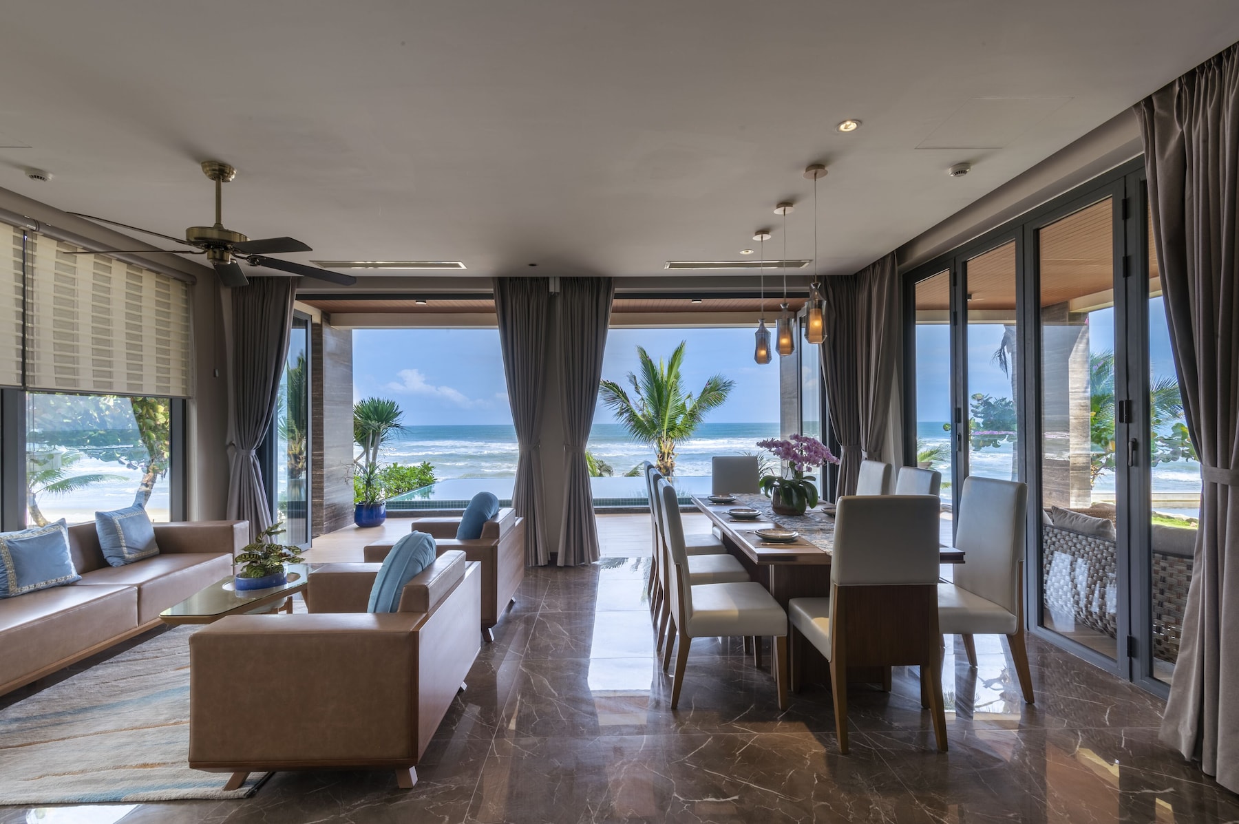 Four-bedroom beachfront villa with private pool | Living area | 55-inch Smart TV with digital channels