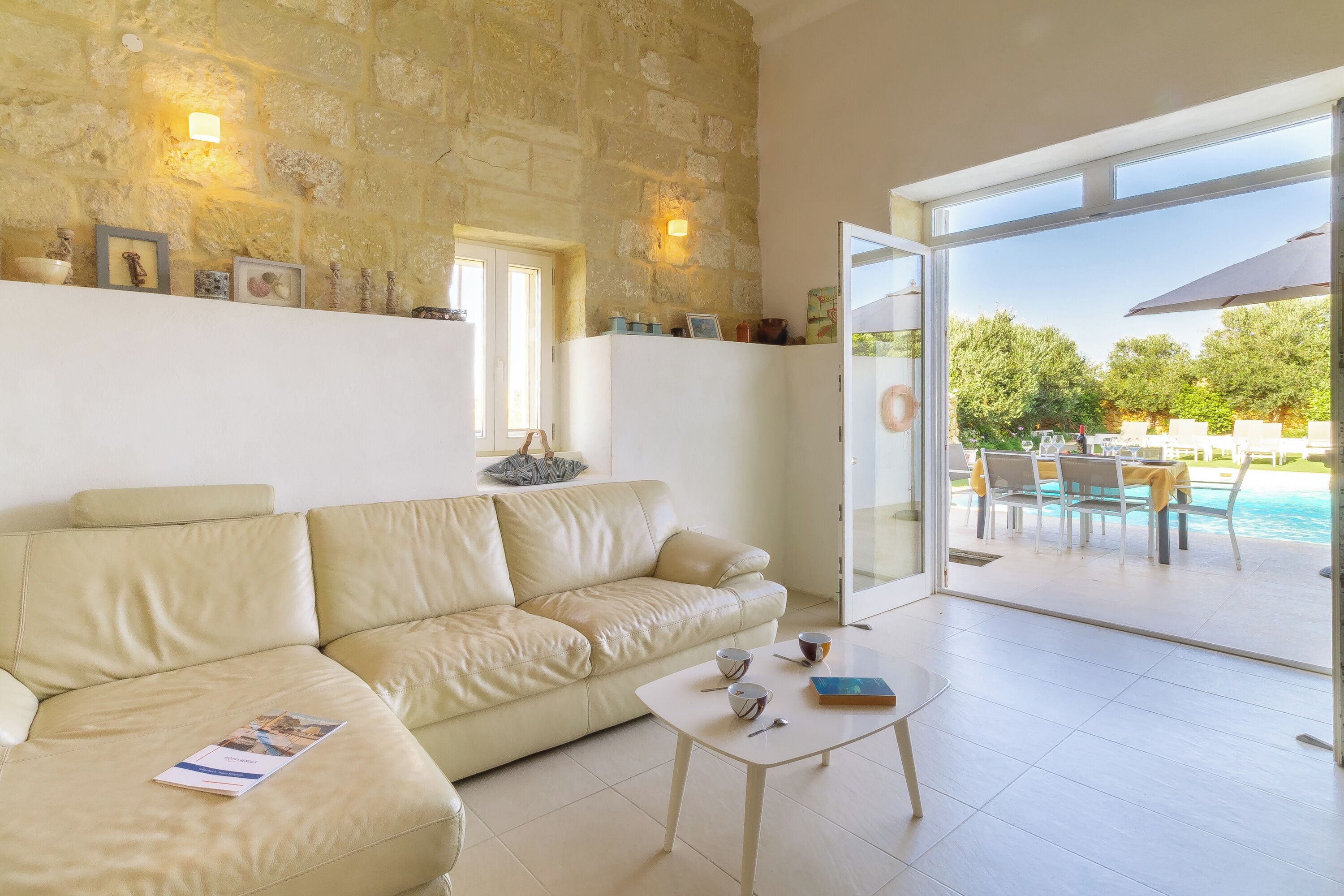 Family Townhome, 3 Bedrooms (Ta'Patee Pool Farmhouse in Gozo) | Living area | 21-inch Smart TV with cable channels