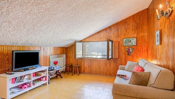 21-inch flat-screen TV with satellite channels