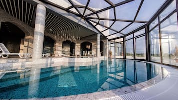 2 indoor pools, seasonal outdoor pool