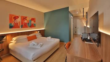 Deluxe vierpersoonskamer | Lakens van Egyptisch katoen, luxe beddengoed, donzen dekbedden
