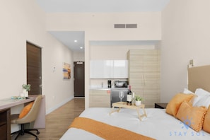 Desk, iron/ironing board, travel cot, WiFi