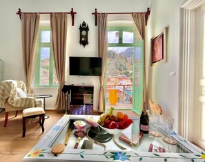 Living area - Athenas - Neoclassic Harbour View  (Symi)