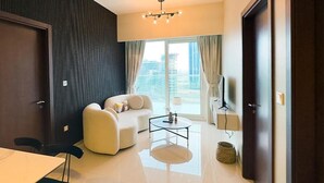 Apartment, 2 Bedrooms, Balcony, City View | Living room - Mh- Beautiful 2 Bhk Canal View in Reva Residence Ref 24016 (Dubai)