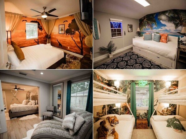 6 habitaciones, escritorio y tabla de planchar con plancha 
