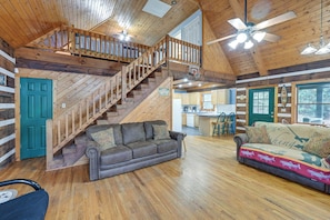 House (1 Bedroom) | Interior - Fire Pit & Porch: Rustic Retreat in North Carolina (Sylva)