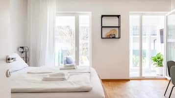 1 室のベッドルーム、旅行用ベビーベッド、WiFi (無料)、ベッドシーツ