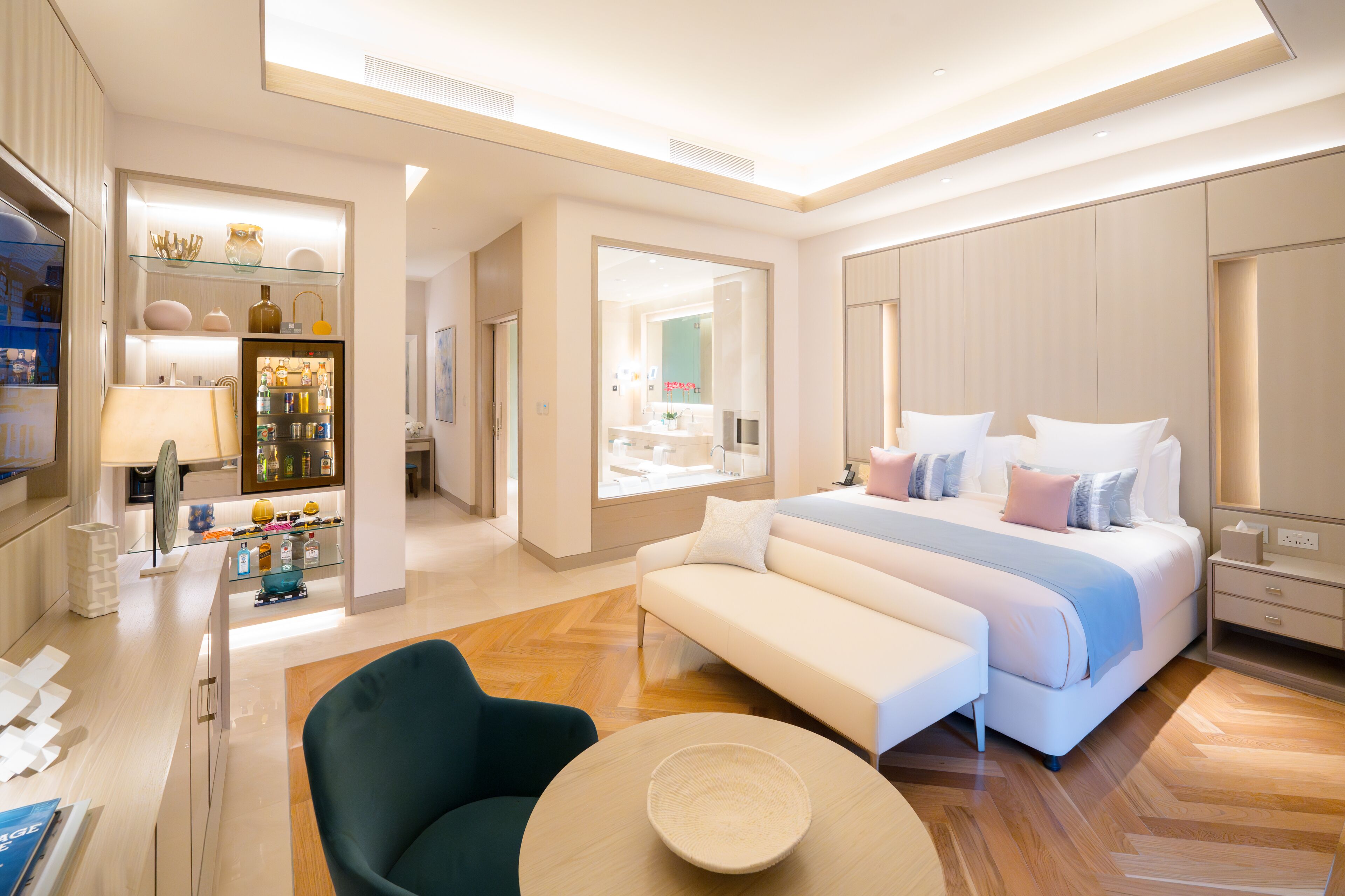 Premium bedding, down comforters, pillowtop beds, free minibar items