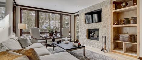 Televisión, chimenea