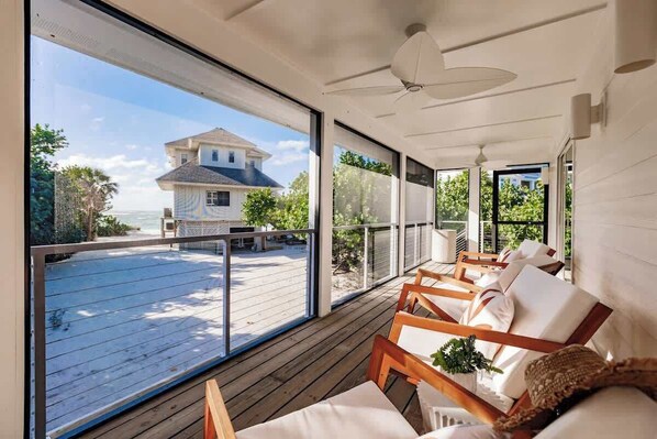 Terrace/patio - Sunset Too: 1 house to shore-Golf Cart Pickleball, Dock Access (North Captiva)