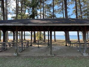 Outdoor dining - Waterfront Yurt Tent Getaway (Plum Branch)