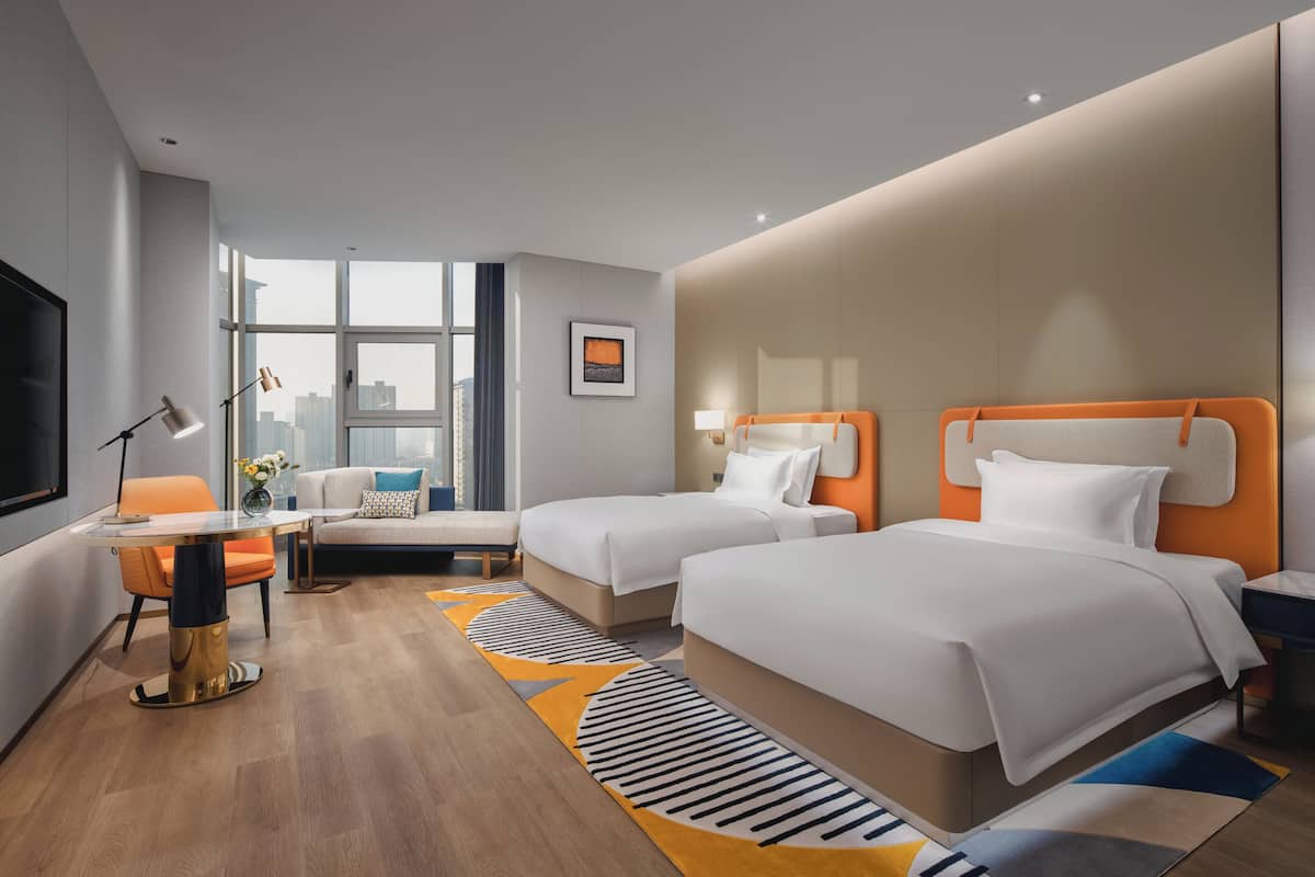 Down comforters, minibar, in-room safe, blackout drapes