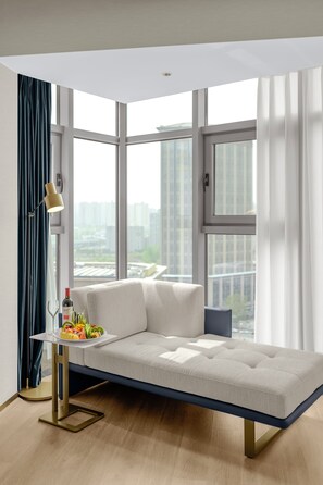 Down comforters, minibar, in-room safe, blackout drapes