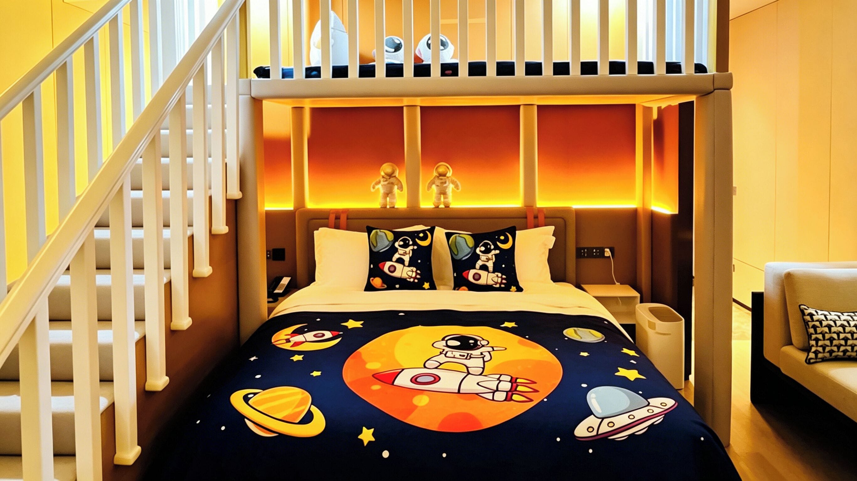 แกรนด์ลอฟท์, เตียงคิงไซส์ 1 เตียง (Kids Theme) | ผ้านวมขนเป็ด, มินิบาร์, ตู้นิรภัยในห้องพัก, ผ้าม่านกันแสง