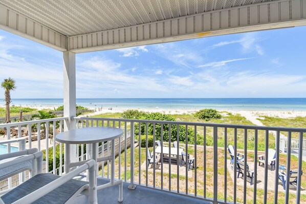 Outdoor dining - Oceanfront Oasis with Private Elevator! (Indian Rocks Beach)