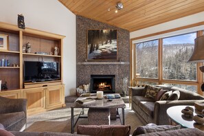 TV, fireplace - Snowmass View Private Townhome With Ski-in/ Ski-out by The Woodrun V Townhouses by RedAwning (Snowmass Village)
