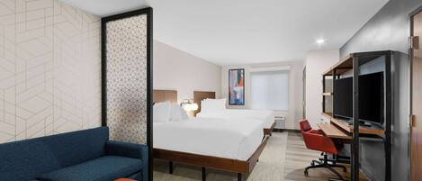 Suite, 2 Queen Beds, Non Smoking | Desk, laptop workspace, free WiFi, bed sheets