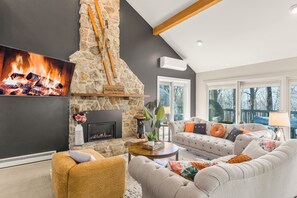 Smart TV, fireplace, video games, books