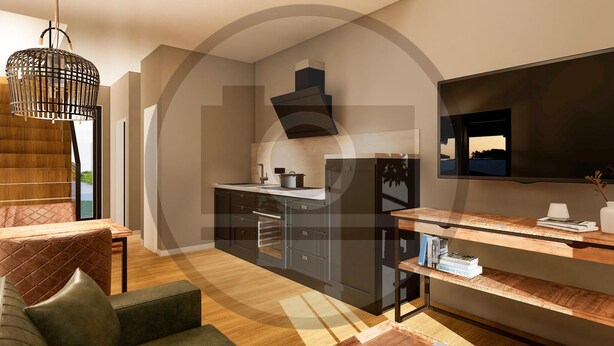 A modern kitchen with a built-in stove, a microwave, and a large window. - Ferienhauspark Hasselfelde (Oberharz am Brocken)