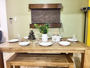 Dining - SOLAR POWERED- 4 beds w/2  King + Porch + Grill  6 Minute to Beach- near Airport (San Juan)