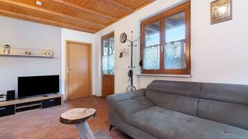 Televisión, reproductor de DVD, mesa de ping pong, estéreo