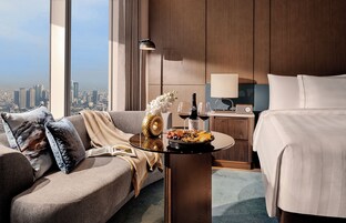 Hypo-allergenic bedding, down comforters, pillowtop beds, minibar