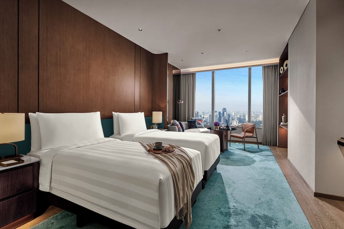 Pacific Club Twin Room | 저자극성 침구, 오리/거위털 이불, 필로우탑 침대, 미니바