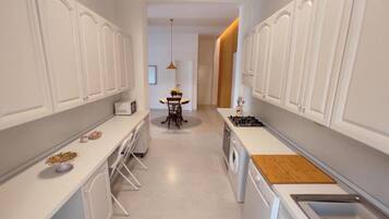 Fridge, microwave, dishwasher, toaster