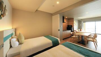 Desk, free WiFi, bed sheets