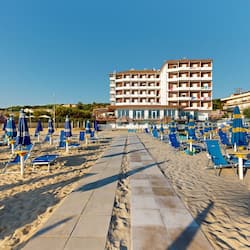 Private beach, sun loungers, beach umbrellas, beach volleyball