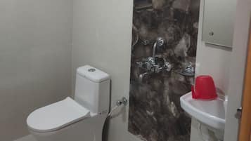 Regadera, regadera tipo lluvia, toallas, shampoo