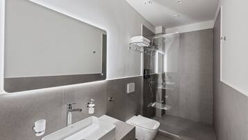 Dusche, Regendusche, Haartrockner, Handtücher