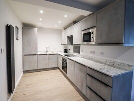 Fridge, dishwasher, electric kettle, toaster