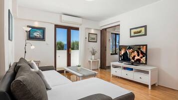 21-inch flat-screen TV with satellite channels