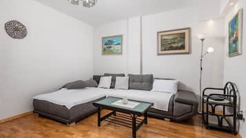 21-inch flat-screen TV with satellite channels