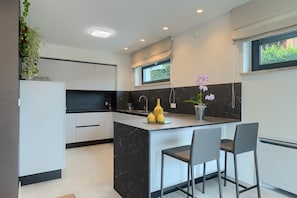 Fridge, microwave, oven, stovetop - Villa Cascada with private sauna and pool (Muntić)