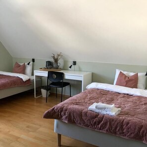 Desk, free WiFi, bed sheets