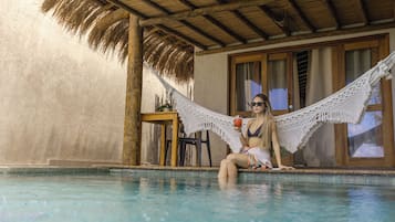 Bungalow Premium, 1 chambre, piscine privée, vue océan | 1 chambre, literie de qualité supérieure, surmatelas