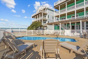 Outdoor pool, a heated pool - Premier Soundfront Dog Friendly Oasis w/ Pool, Hot Tub, Elevator, and Much More! (Avon)