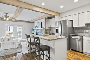 Fridge, microwave, coffee/tea maker - Ocean Reef 14-A1, Almost Oceanfront Condo in Emerald Isle, NC! (Emerald Isle)