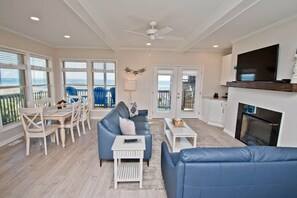 Smart TV, fireplace, DVD player - Ocean Reef 9-A1, Oceanfront Condo in Emerald Isle, NC! (Emerald Isle)