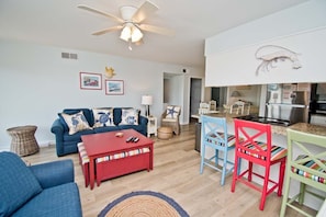 Living area - Pebble Beach A-107, Oceanfront Condo in Emerald Isle, NC! (Emerald Isle)