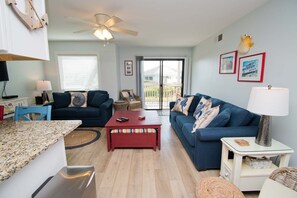 Living area - Pebble Beach A-107, Oceanfront Condo in Emerald Isle, NC! (Emerald Isle)