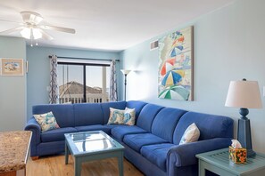 Living area - Pebble Beach A-207, Oceanfront Condo in Emerald Isle, NC! (Emerald Isle)