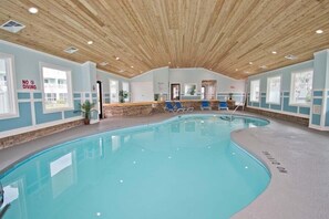 Indoor pool, a heated pool - Pebble Beach D-202, Oceanfront Condo in Emerald Isle, NC! (Emerald Isle)