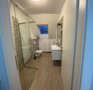 Hair dryer, bidet, towels