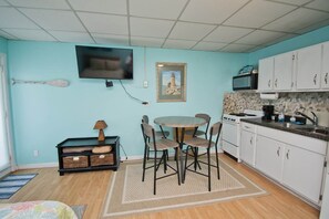 Fridge, microwave, oven, coffee/tea maker