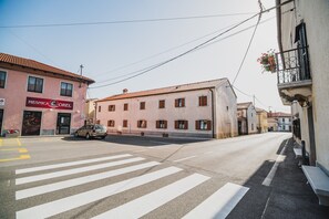 Explore the charming streets of a European town, lined with traditional architecture and historic buildings.