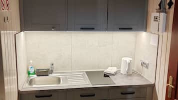 Fridge, stovetop, cookware/dishes/utensils