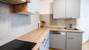 Fridge, oven, dishwasher, coffee/tea maker
